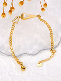 Stainless Steel Rhinestone Triangle Charm Bracelet Women B23111