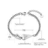 Stainless Steel Rhinestone Triangle Charm Bracelet Women B23111