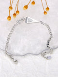 Stainless Steel Rhinestone Triangle Charm Bracelet Women B23111