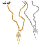 Stainless Steel Rhinestone Triangle Pendant Necklace Women Jewelry