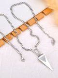 Stainless Steel Rhinestone Triangle Pendant Necklace Women Jewelry