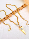 Stainless Steel Rhinestone Triangle Pendant Necklace Women Jewelry