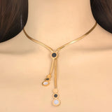 Stainless Steel Roman Numerals Charm Choker Necklace Shell Pendant
