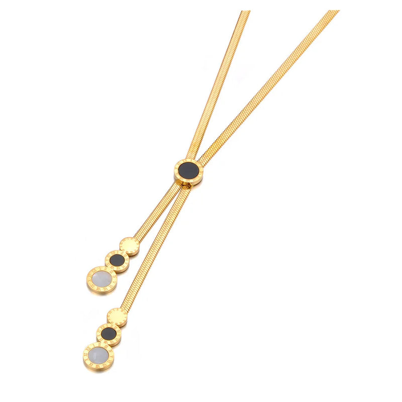 Stainless Steel Roman Numerals Charm Choker Necklace Shell Pendant