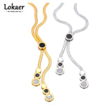 Stainless Steel Roman Numerals Charm Choker Necklace Shell Pendant