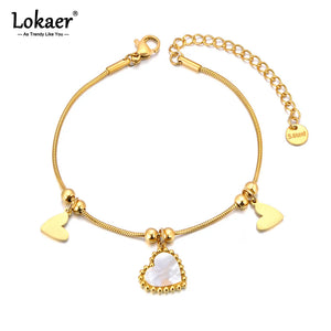 Heart Shell Charm Bracelet for Women Golden Jewelry