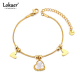 Heart Shell Charm Bracelet for Women Golden Jewelry