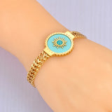 Sun Charm Stainless Steel Chain Bracelet Waterproof