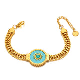 Sun Charm Stainless Steel Chain Bracelet Waterproof