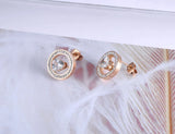 Stainless Steel Heart Stud Earrings with CZ Crystal, Christmas Gift