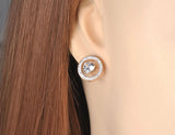 Stainless Steel Heart Stud Earrings with CZ Crystal, Christmas Gift