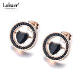 Stainless Steel Heart Stud Earrings with CZ Crystal, Christmas Gift