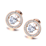 Stainless Steel Heart Stud Earrings with CZ Crystal, Christmas Gift