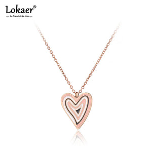 Heart Pendant Necklace Stainless Steel Choker Gift N19098