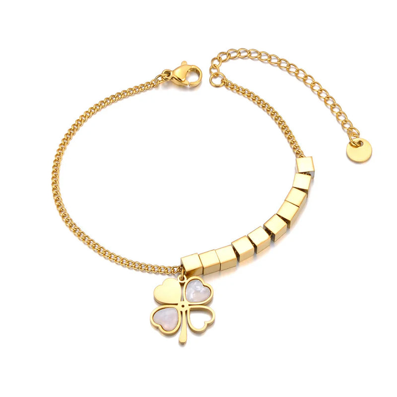 Stainless Steel Flower Charm Bracelet for Women B23165