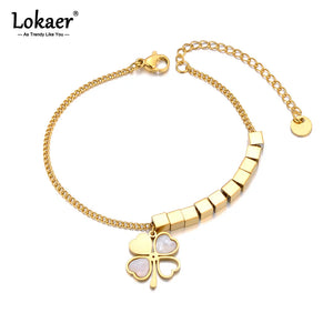 Stainless Steel Flower Charm Bracelet for Women B23165