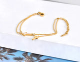 Cross Charm Bracelet Double Layer Titanium Steel B21093