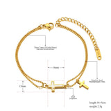 Cross Charm Bracelet Double Layer Titanium Steel B21093