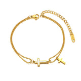 Cross Charm Bracelet Double Layer Titanium Steel B21093