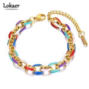 Colorful Glazed Charm Bracelet Titanium Stainless Steel B22038