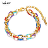 Colorful Glazed Charm Bracelet Titanium Stainless Steel B22038