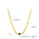 Double Layer Rhinestone Heart Pendant Necklace For Women