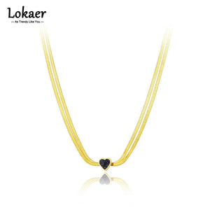Double Layer Rhinestone Heart Pendant Necklace For Women