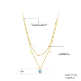 Titanium Stainless Steel Double Layer Choker Necklace Turkey Eyes Heart Pendant