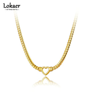 Heart Charm Twisted Chain Necklace for Women