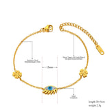 Titanium Stainless Steel Flower Chain Anklets Glaze Eye Charm Foot Anklet