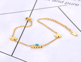 Titanium Stainless Steel Flower Chain Anklets Glaze Eye Charm Foot Anklet