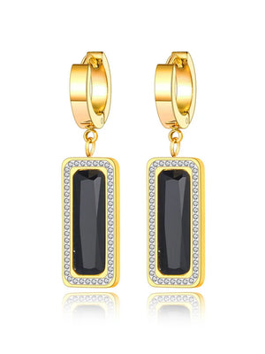 Geometric Square Hoop Earrings with Cubic Zirconia