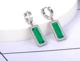 Geometric Square Hoop Earrings with Cubic Zirconia