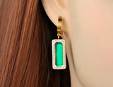 Geometric Square Hoop Earrings with Cubic Zirconia