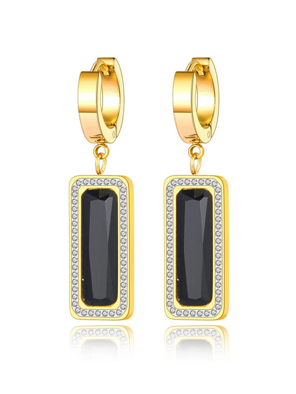 Geometric Square Hoop Earrings with Cubic Zirconia