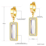 Geometric Square Hoop Earrings with Cubic Zirconia