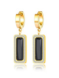 Geometric Square Hoop Earrings with Cubic Zirconia