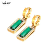 Geometric Square Hoop Earrings with Cubic Zirconia