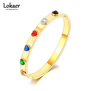 Titanium Stainless Steel Heart Bangles Bracelets For Women Girls