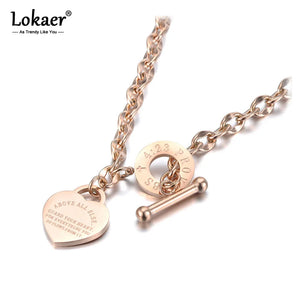 Heart Charm Pendant Necklace Love Bible Proverbs Stainless Steel N19085
