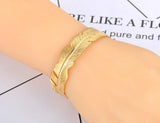 Bohemia Leaves Open Cuff Bracelet Bangle 18K Plated Jewelry