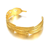 Bohemia Leaves Open Cuff Bracelet Bangle 18K Plated Jewelry