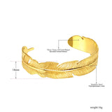 Bohemia Leaves Open Cuff Bracelet Bangle 18K Plated Jewelry