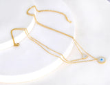 Double Layer Heart Turkey Eye Choker Necklace for Women