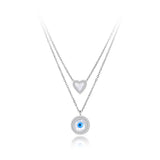 Double Layer Heart Turkey Eye Choker Necklace for Women