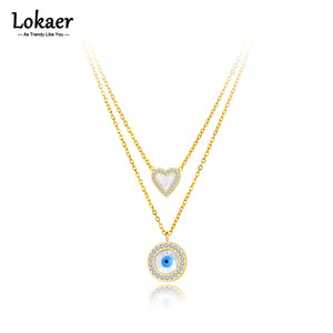 Double Layer Heart Turkey Eye Choker Necklace for Women