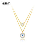 Double Layer Heart Turkey Eye Choker Necklace for Women
