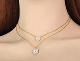 Double Layer Heart Turkey Eye Choker Necklace for Women