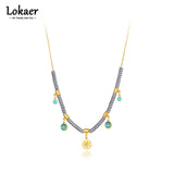 Opal Stone Charm Necklace for Women Girls