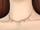 Opal Stone Charm Necklace for Women Girls